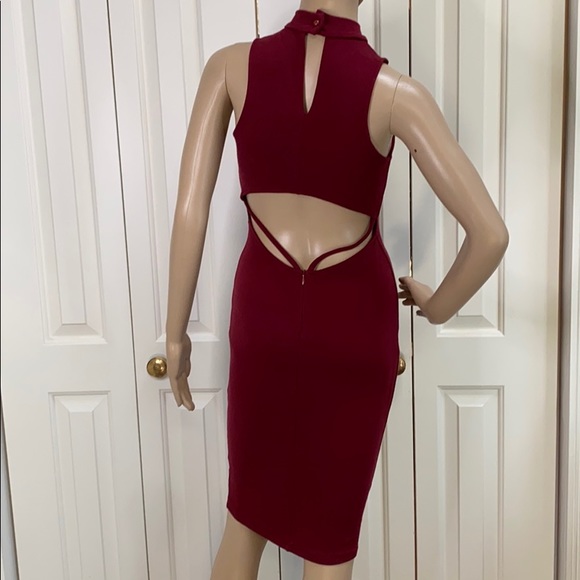 Sole Mio M bodycon sleeveless maroon dress - Picture 2 of 8